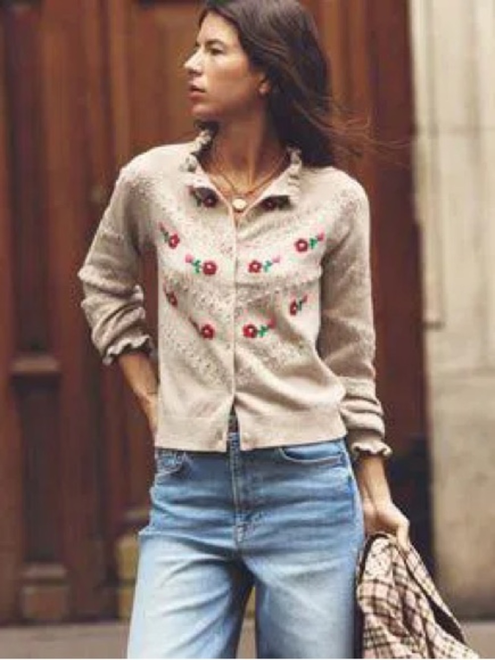 Boden Light Pink Fae Cardigan with Pink & Red Floral Embroidery - Picture 8 of 9